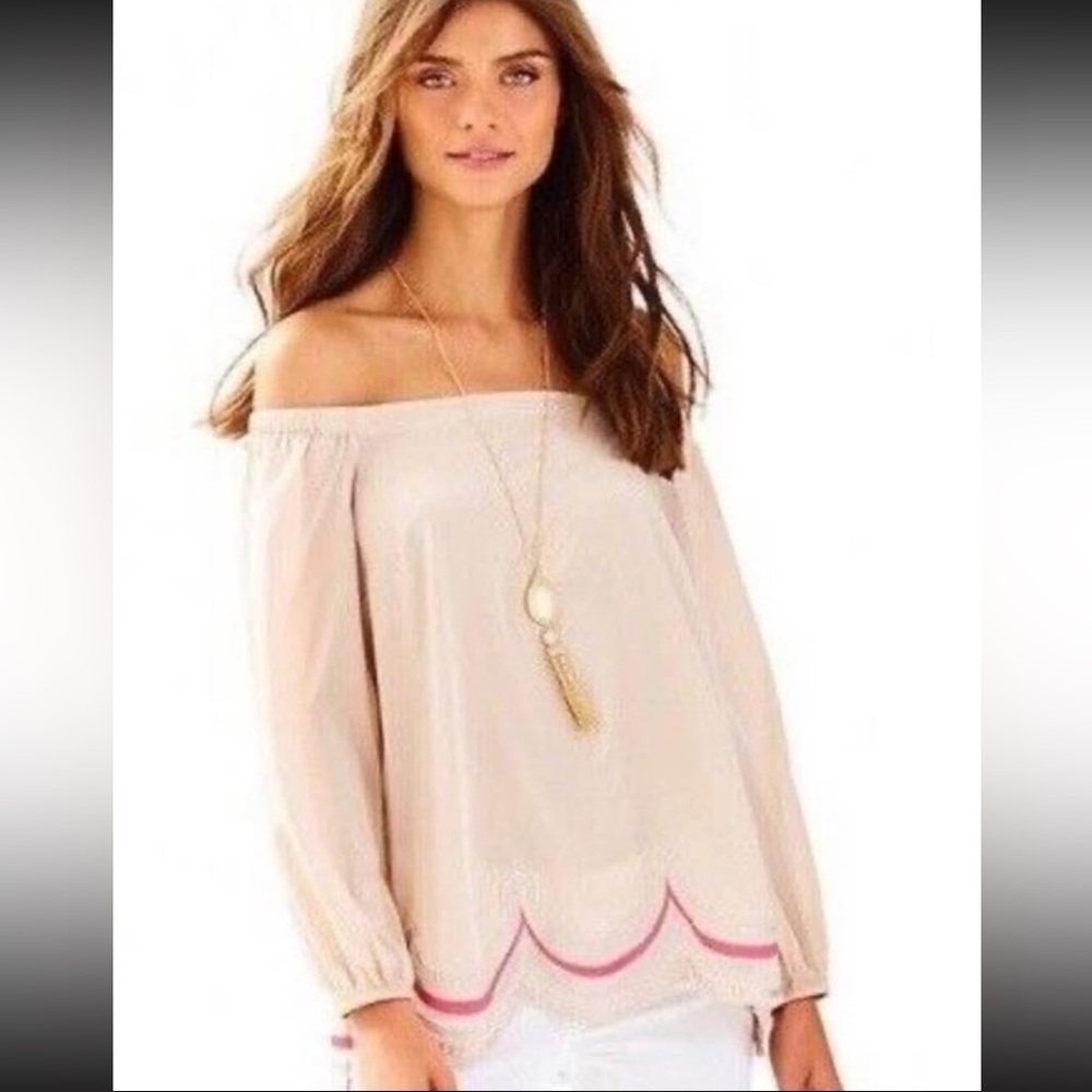 Lilly Pulitzer Adria Top.  XS Chic Cream Blouse with Elegant Design